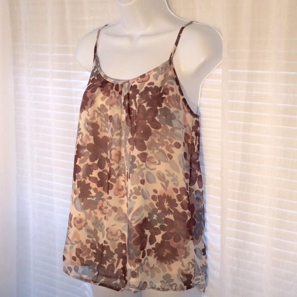 Loft Pink & Brown Floral Cami Sz XS - Picture 2 of 9